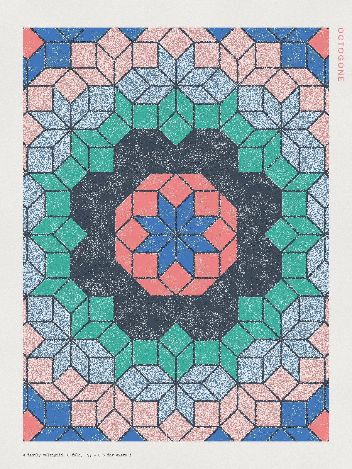 Octogone, a poster: Eight-fold de Bruijn tiling