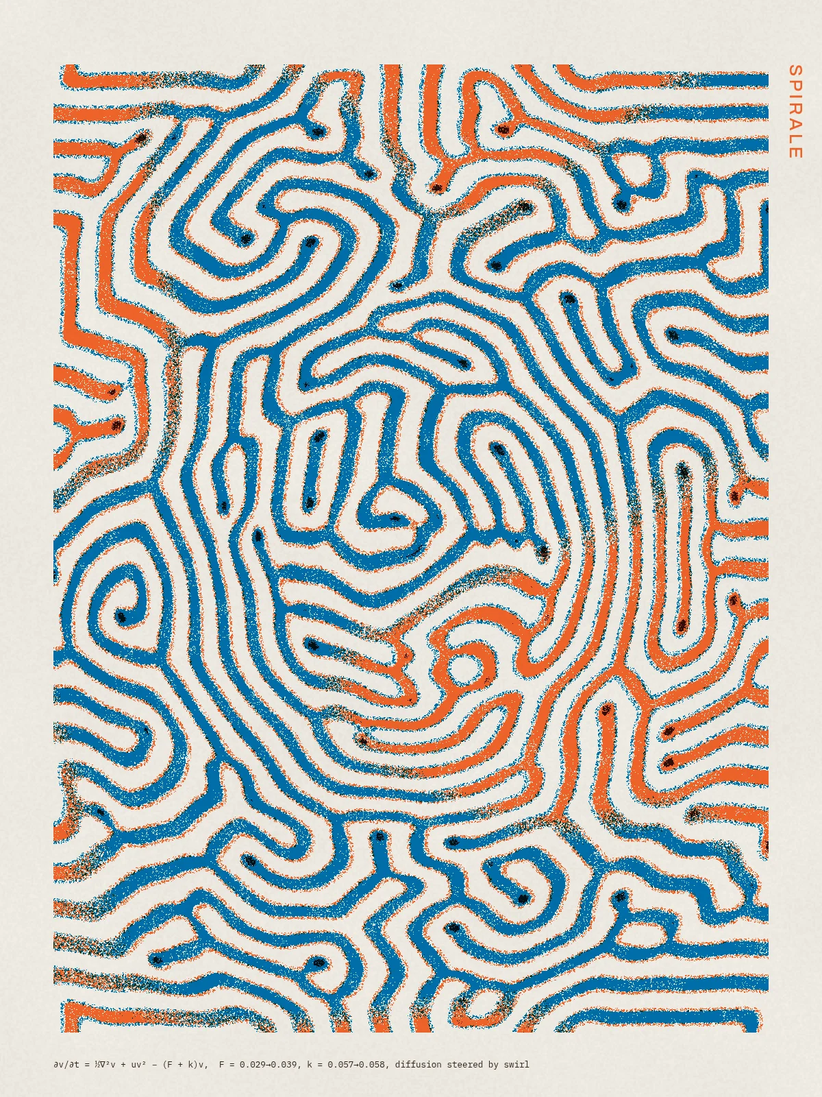 Spirale, a poster: Gray–Scott reaction–diffusion